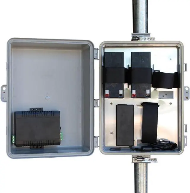 Main image of UPS-PL2448-18 - UPSPro 24V 18Ah Battery Backup System, 48V 30W Passive PoE + 24V 1.5A Aux Output, 120/240VAC Power Supply, Pole/Wall Mount Poly Enc