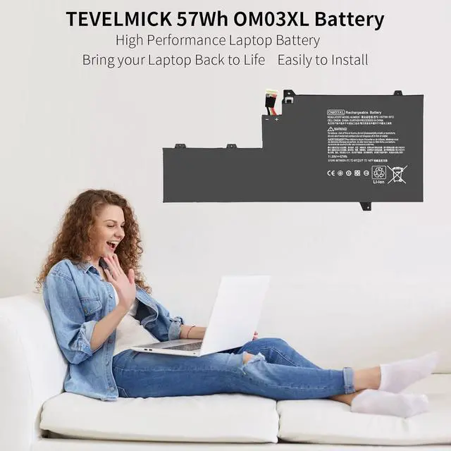 Alt view image 4 of 7 - OM03XL 863280-855 Laptop Battery Compatible with HP EliteBook x360 1030 G2 Y8Q67EA Y8Q89EA Z2W62EA Series 863167-171 863167-1B1 HSN-I04C HSTNN-IB7O OMO3XL 0M03XL OM03057XL Replacement 11.55V 57Wh