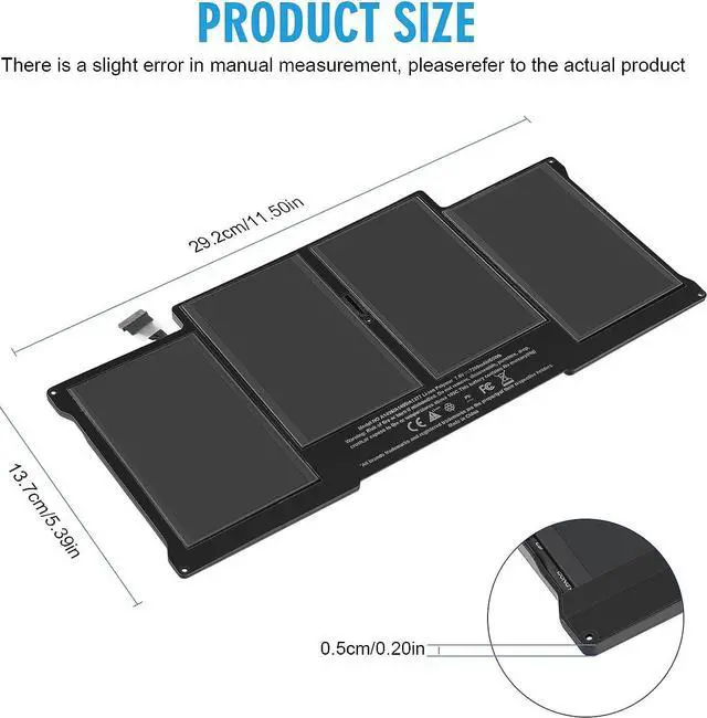 Alt view image 2 of 7 - A1405 Laptop Battery for MacBook Air 13 inch A1466 (Mid 2012,Mid 2013,Early 2014, Early 2015,2017) A1369 (Late 2010, Mid 2011 Version) fits A1496 A1377 [EMC :2925, 2469, 2559, 2392, 2632, 3178]