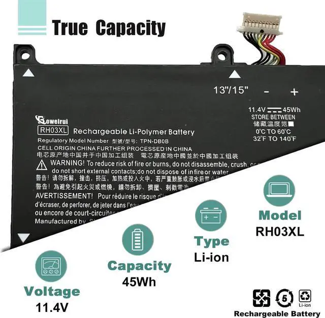 Alt view image 2 of 7 - BOWEIRUI RH03XL M01524-1D1 M02027-005 Laptop Battery Compatible with HP ProBook 430 440 445 450 630 640 650 G8 Series HSTNN-IB9Q HSTNN-OB1T HSTNN-DB0B HSTNN-UB7X M01524-2B1 M01524-AC1 11.4V 45Wh