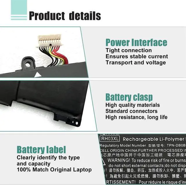 Alt view image 3 of 7 - BOWEIRUI RH03XL M01524-1D1 M02027-005 Laptop Battery Compatible with HP ProBook 430 440 445 450 630 640 650 G8 Series HSTNN-IB9Q HSTNN-OB1T HSTNN-DB0B HSTNN-UB7X M01524-2B1 M01524-AC1 11.4V 45Wh