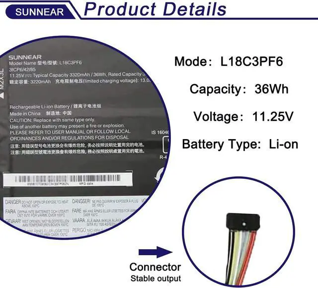 Alt view image 2 of 7 - L18C3PF6 L18C3PF7 L18M3PF7 Laptop Battery Replacement for Lenovo ideapad s340-15iwl S340-14IML 14API 14IIL 14IWL, C340-15IWL 15IIL 15API 15IIL, Flex-15IWL 15IML 15IIL Series, L18L3PF3 L18L3PF2