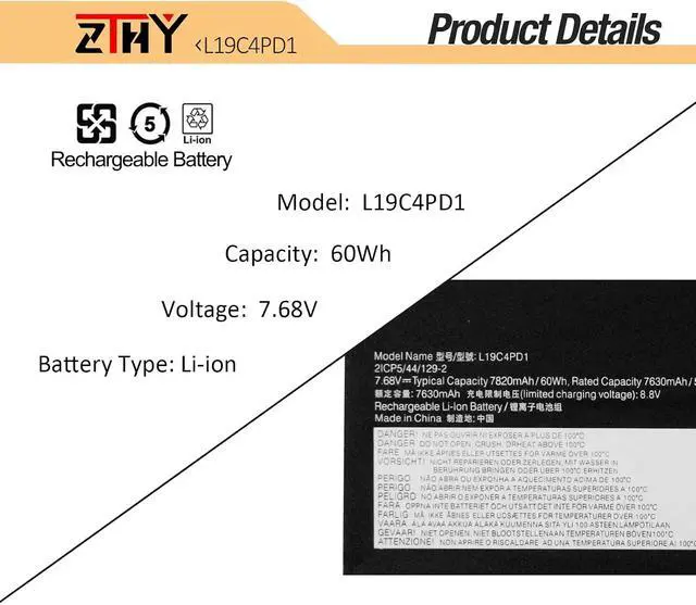 Alt view image 2 of 7 - L19C4PD1 L19D4PD1 Laptop Battery for Lenovo Ideapad Yoga 6-13ARE05 6-13ALC6