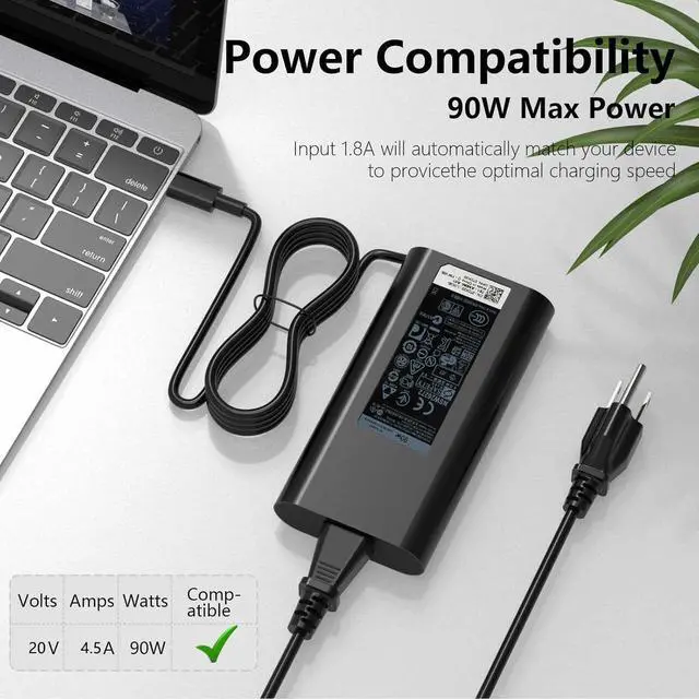Alt view image 5 of 7 - 90W USB C AC Charger Compatible with Dell Laptop Charger