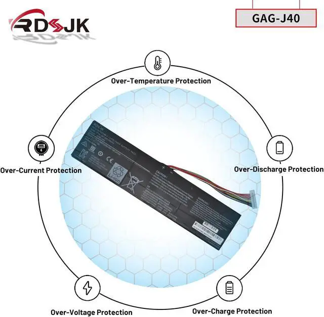 Alt view image 6 of 7 - GAG-J40 541387460003 Laptop Battery for Gigabyte Aero 14 V7 14 P64Wv7-De325Tb 14-P64WV6 14-W-CF2 15 RTX 20 15W 15X 17 XA Aorus X5 V6 V7 V8 X7 v6 v7 X9 DT Series 541387460002 541387460005 15.2V 94.24Wh