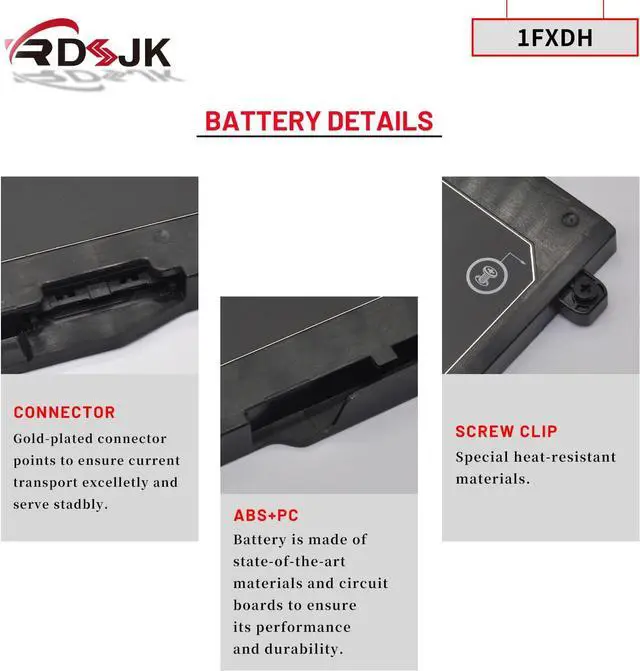 Alt view image 5 of 7 - 1FXDH 1WJT0 Laptop Battery for Dell Precision 3541 3551 Latitude 15 5501 5511 E5501 E5511 Series 01WJT0 D191G 0D191G CN-0D191G 11.4V 97Wh