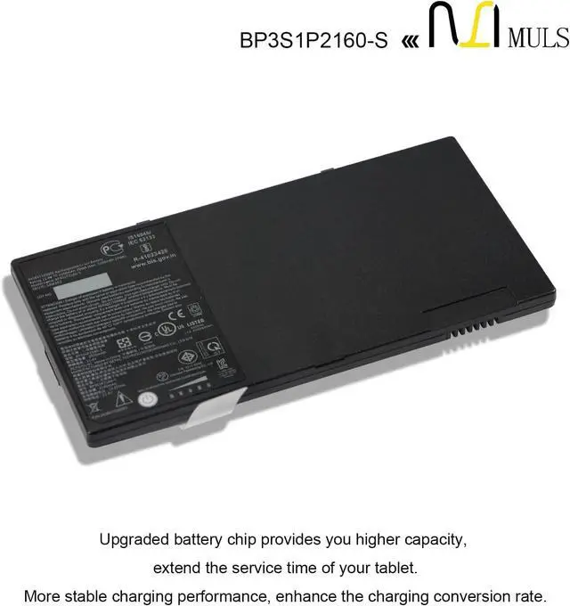 Alt view image 4 of 7 - MULS BP3S1P2160-S Laptop Battery Replacement for Getac F110 Tablet PC F110 GGA 734020 G2 G3 G4 BP3S1P2160 BP3S1P2160-S 441857100001 3ICP6/51/61 11.4V 2160mAh 24WH