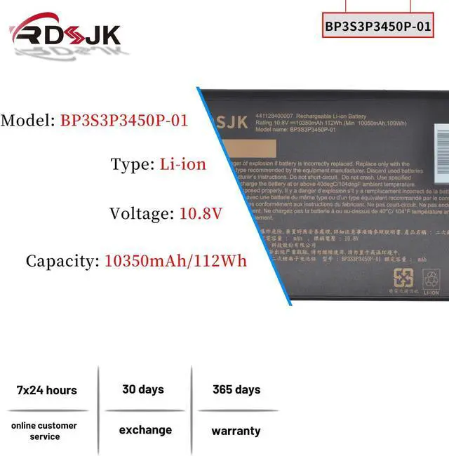 Alt view image 2 of 7 - BP3S3P3450P-01 441128400007 Laptop Battery for Getac V100 V200 B300 X500 S400 V1010 Rugged Notebook Getac X500 Server BP-LP2900/33-01PI 338911120104 BP-LC2600/33-01S1 BP-LC2600/32-01PI