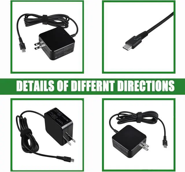 Alt view image 4 of 5 - Jantoy USB-C 45W AC Adapter Charger Supply for Elite x2 1012 G1, 1012 G2 Tablet