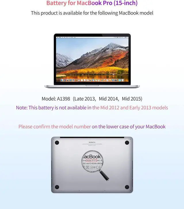 Alt view image 2 of 7 - Battery Replacement for MacBook Pro 15-inch A1398, A1494/A1618 Battery (Mid 2015, Mid 2014, Late 2013)