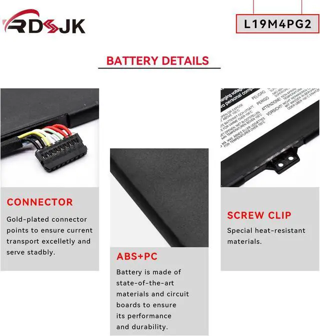 Alt view image 5 of 7 - L19M4PG2 L19D4PG2 L19L4PG2 Laptop Battery for Lenovo ThinkPad C13 Yoga 1st Gen Chromebook Ideapad Flex 5 CB-13IML05 Series 5B10X63136 SB10X63137 5B10X63138 SB10X63139 SB10X63140 5B10X63141 7.68V 51Wh