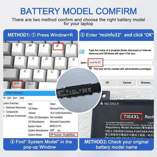 Alt view image 4 of 6 - JOTACT TI04XL Laptop Battery Compatible with HP Envy 17 Envy 17-ch Series Notebook TI04XL HSTNN-IB9T M24420-1D1 M24563-005 TI04055XL M24420-1C1 Battery 15.12V 55.67Wh