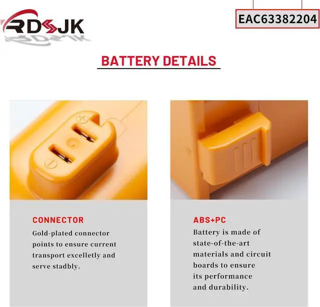 Alt view image 5 of 7 - 2 Pack A9 Battery for LG Cord Zero A9 A9S A9K-CORE A9MAX A9T-Ultra A9K-PRO A9M A9N A9MULTI A958 A958SA A9 Plus A905M A905RM A907GMS A908MVR A929KVM A958S A9KMAX A916 A9+ Vacuum EAC63758601 EAC63382204