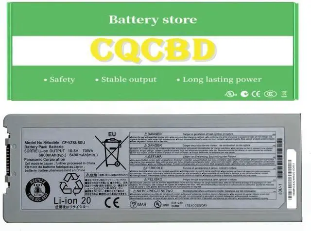 Main image of CQCBD CF-VZSU80U Compatible Battery for Panasonic Toughbook CF-C2 Tablet PC Notebook CF-VZSU82U CF-VZSU83U CF-C2AECCHCE Laptop (10.8V 70Wh/6800mAh)