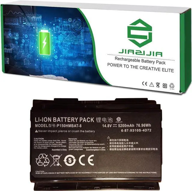 Main image of JIAZIJIA P150HMBAT-8 Laptop Battery Replacement for Clevo P150EM P151HM NP8150 NP8151 Series Notebook 14.8V 76.96Wh 5200mAh
