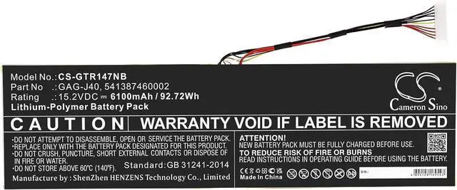 Alt view image 3 of 5 - XSP Replacement Battery for Aero 15X, Aero 15 Classic-YA-7FR5410P, AERO 15-X9-9RT5, Aero 15 OLED, Aero 15 OLED XA, Aero 15-Y9-9ES4720P, AERO 15X V8-CF1, Aero 15 XA, Aorus X9 DT-CF1, Aero