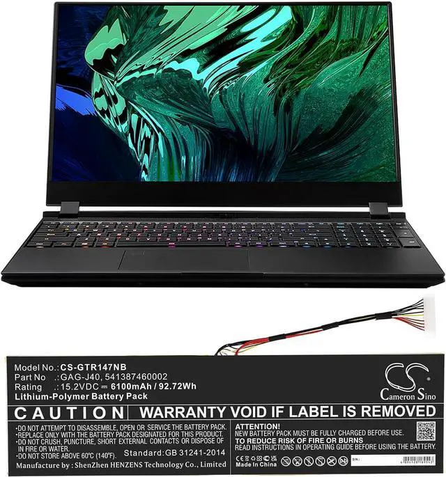 Alt view image 5 of 5 - XSP Replacement Battery for Aero 15X, Aero 15 Classic-YA-7FR5410P, AERO 15-X9-9RT5, Aero 15 OLED, Aero 15 OLED XA, Aero 15-Y9-9ES4720P, AERO 15X V8-CF1, Aero 15 XA, Aorus X9 DT-CF1, Aero