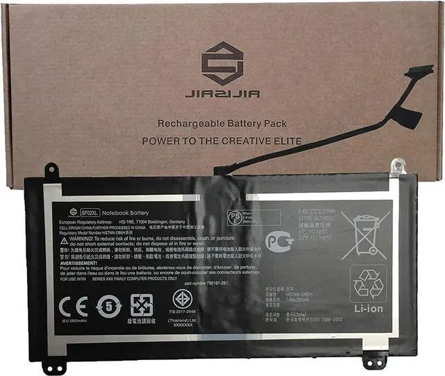 Main image of JIAZIJIA SF02XL Laptop Battery Replacement for Hp Tablet PC TPN-C118 TPN-C119 Series Notebook HSTNN-DB6H 756187-2B1 Black 7.4V 21Wh 2860mAh