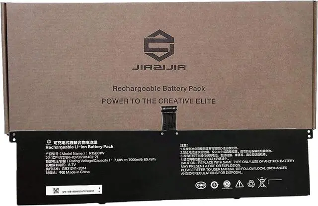 Main image of JIAZIJIA R15B01W Laptop Battery Replacement for Xiaomi Pro 15.6 inch Series Notebook Black 7.6V 60.4Wh 7900mAh