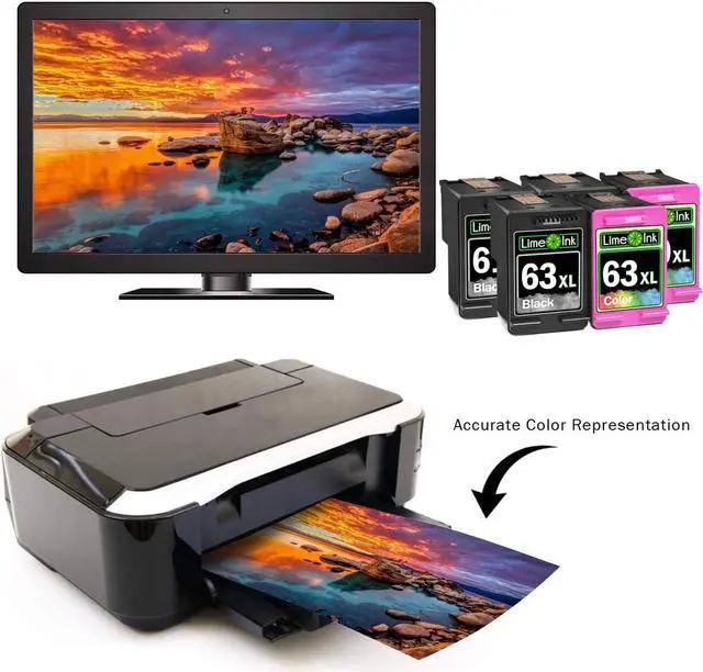 Alt view image 4 of 7 - Limeink Remanufactured Ink Cartridge Replacement for HP Ink 63 for HP 63xl Ink Cartridge Combo Pack 63 cartridges for officejet 3830 Printer cartridges XL 5pk