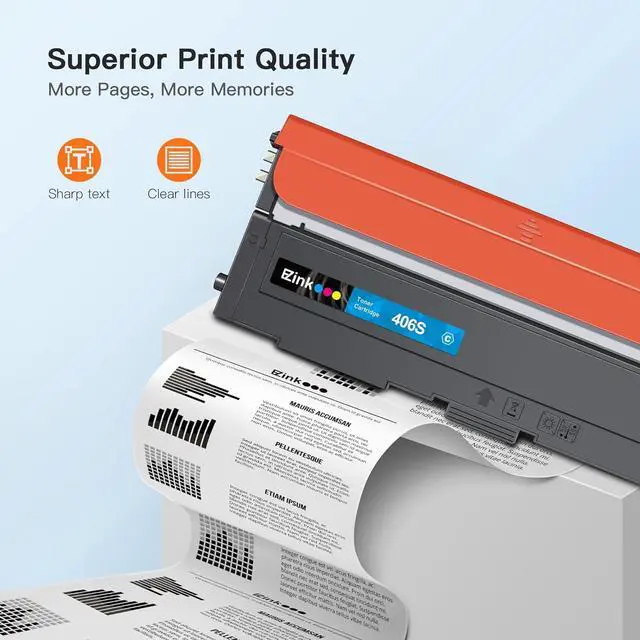 Alt view image 3 of 7 - E-Z Ink (TM Compatible Toner Cartridge Replacement for Samsung 406 406S CLT-K406S CLT-C406S CLT-M406S CLT-Y406S to use with Xpress C460W C410W Printer(1 Black, 1 Cyan, 1 Magenta, 1 Yellow, 4 Pack)