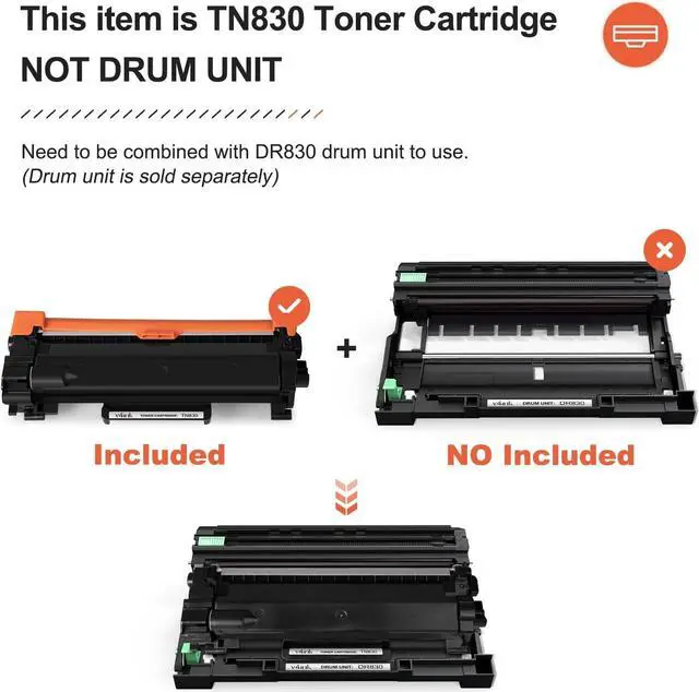 Alt view image 6 of 6 - v4ink Compatible TN830XL Toner Cartridge Replacement for Brother TN830 XL TN830XL Toner Cartridge High Yield Black Ink for Brother DCP-L2640DW HL-L2405W HL-L2460DW HL-L2480DW MFC-L2820DW Printer