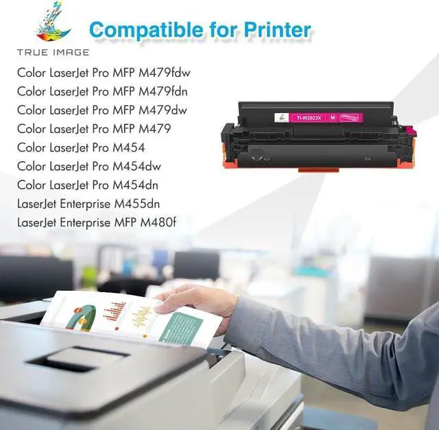 Alt view image 2 of 6 - TRUE IMAGE Compatible 414X Toner Cartridge Replacement for HP 414X W2020X 414A for HP Color Laserjet Pro MFP M479fdw M454dw M454dn M479fdn Printer Toner High Yield (Black Cyan Yellow Magenta, 4-Pack)
