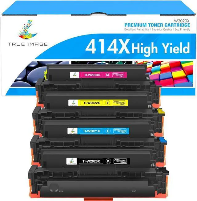 Main image of TRUE IMAGE Compatible 414X Toner Cartridge Replacement for HP 414X W2020X 414A for HP Color Laserjet Pro MFP M479fdw M454dw M454dn M479fdn Printer Toner High Yield (Black Cyan Yellow Magenta, 4-Pack)