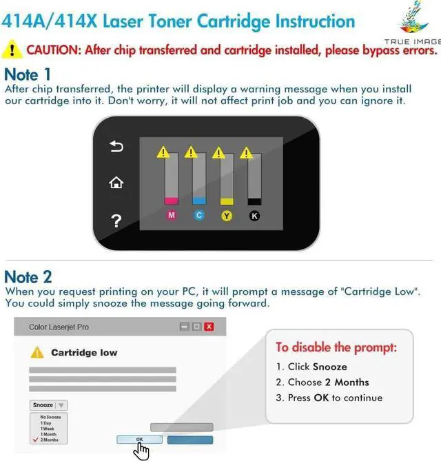 Alt view image 6 of 6 - TRUE IMAGE Compatible 414X Toner Cartridge Replacement for HP 414X W2020X 414A for HP Color Laserjet Pro MFP M479fdw M454dw M454dn M479fdn Printer Toner High Yield (Black Cyan Yellow Magenta, 4-Pack)