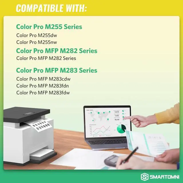 Alt view image 2 of 6 - 206X 206A High Yield Toner Cartridges 4 Pack (with Chip) Works with HP Color Pro MFP M283fdw M283cdw, Pro M255dw M255nw, MFP M282nw M283 M282 M255 Printer | W2110X W2111X W2112X W2113X 206A W2110A
