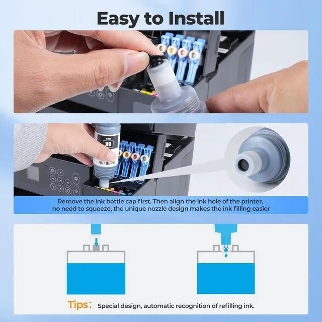 Alt view image 4 of 7 - 542 Ink Refill Bottles ET-5850 ET-5150 ET-5170 ET-16650 ET-5800 542 Ink Refill Bottles Work for ET-5850 ET-5150 ET-5170 ET-16650 ET-5800 ET-16600 ET-5880 ET-5180 ST-C8000 (2BK 2C 2M 2Y)