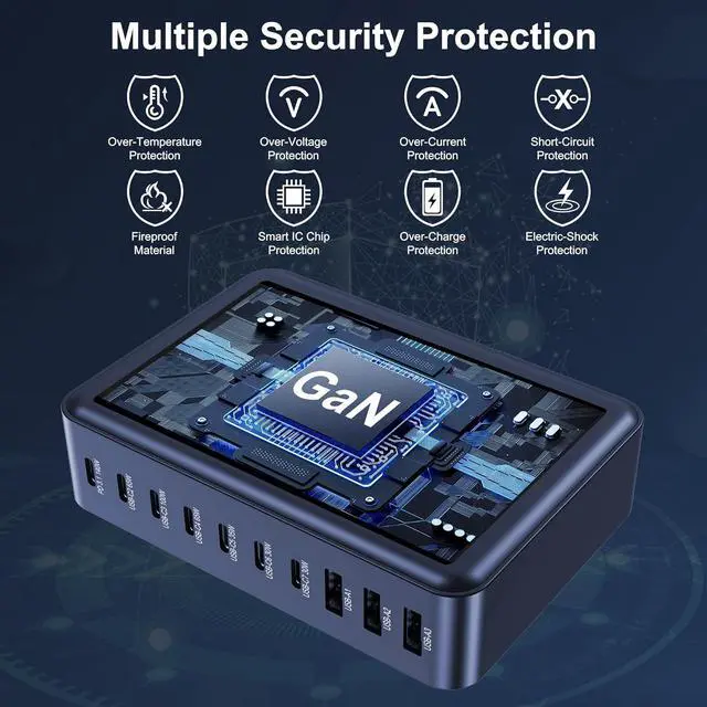 Alt view image 7 of 7 - CHIPOFY 400W USB C Charger GaN Compact 10-Ports PD3.1 140W PPS 45W QC20W Super Fast Charging Station for MacBook Laptop iPad iPhone 16/Pro/15/14  Galaxy S24/S23 Steam Deck and More