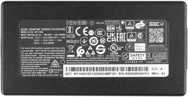 Alt view image 3 of 4 - 20V 5A 100W Charger for Acer Swift 3 5 SF314-512 SF314-512T SF514-55T SF514-56T Swift Edge 16 SFA16-41 SFE16-42 SFE16-43 Swift Go 16 SFG16-71 Aspire Switch Alpha 12 SA5-271 SA5-271P