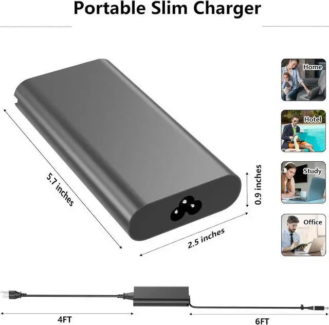 Alt view image 3 of 7 - 180W 9.23A 19.5V LA180PM210 AC Charger [GaN Tech] for  G7 15 17 7588 7590 7790 G5 15 5515 5587 5590 G3 15 3579 17 3779 HA180PM210 DA180PM210 10KFT TXR1N D6JHG Laptop Power Supply Adapter Cord