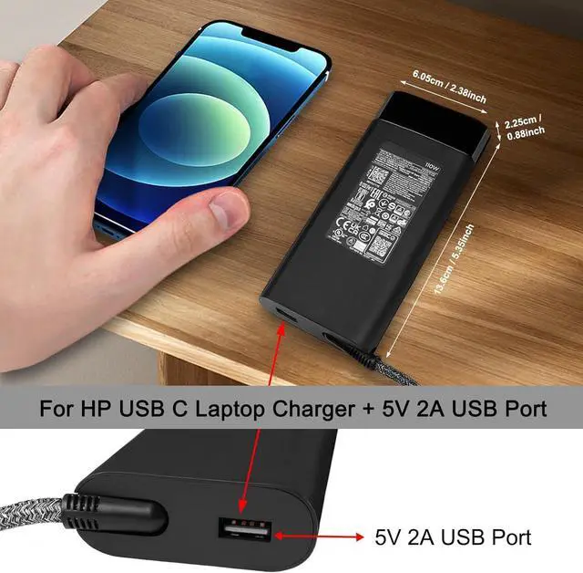 Alt view image 5 of 7 - 110W Laptop Charger USB-c for HP ZBook Firefly 16 g9 g10 AC Adapter HP Elite Dragonfly G3 Charger HP EliteBook 860 865 g9 g10 Power Cord M52950-001 M52946-003 M52946-001 TPN-CA24 TPN-DA24