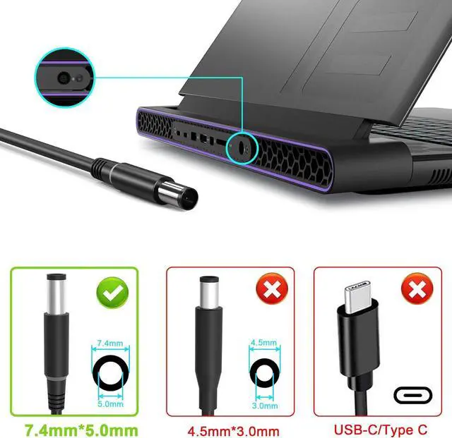 Alt view image 3 of 7 - New Slim 240W 180W 19.5V 12.31A AC Adapter for Dell Alienware 15 17 R1 R2 R3 R4 R5 M17X M18X X51 G3 G5 G7 Precision 7710 7730 7520 7540 M6800 M4300 Dell Alienware Laptop Charger Power Supply Cord