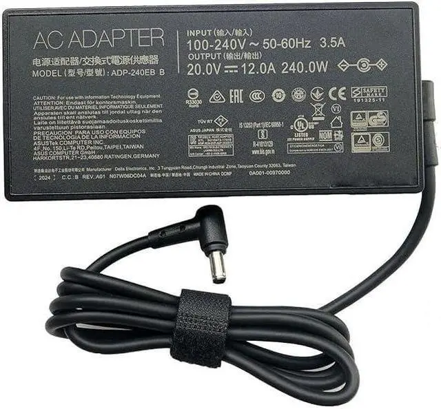 Main image of Original 240W ADP-240EB B 20V 12A AC Adapter Power Supply Compatible for  ROG 15 GX550LXS RTX2080 S15 S17 G15 G513 GX550LXS RTX2080 G733QM G733QR G733QS G733QSA RTX2080 Laptop Charger Power Cord