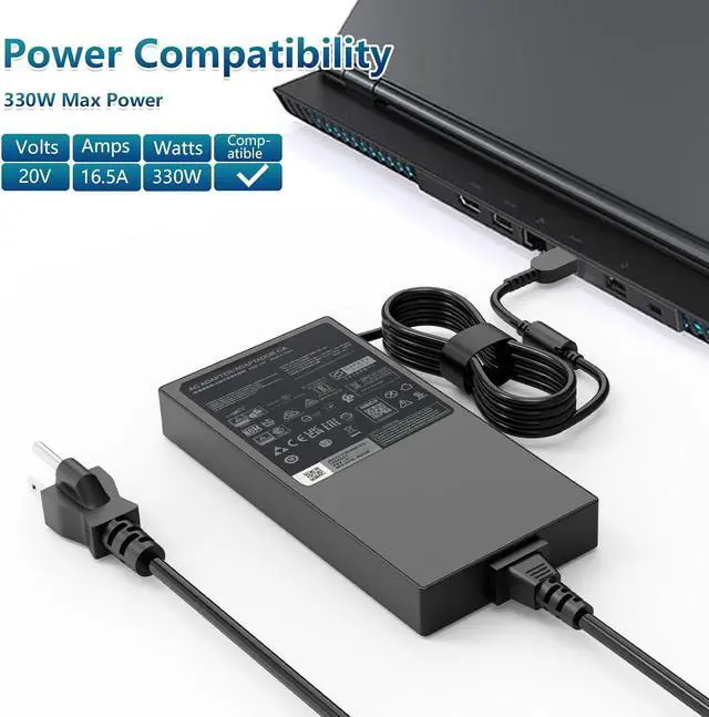Alt view image 6 of 7 - 330W 16.5A 20V AC Charger for Lenov Legion Y9000 R9000 Pro 9 7 7i 5i 5 RTX 4070 4080 4090 ADL330SDC3A ADL330SCC3A ADL330SLC3A Laptop Power Supply Adapter Cord