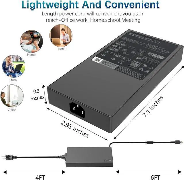 Alt view image 3 of 7 - 330W 16.5A 20V AC Charger for Lenov Legion Y9000 R9000 Pro 9 7 7i 5i 5 RTX 4070 4080 4090 ADL330SDC3A ADL330SCC3A ADL330SLC3A Laptop Power Supply Adapter Cord
