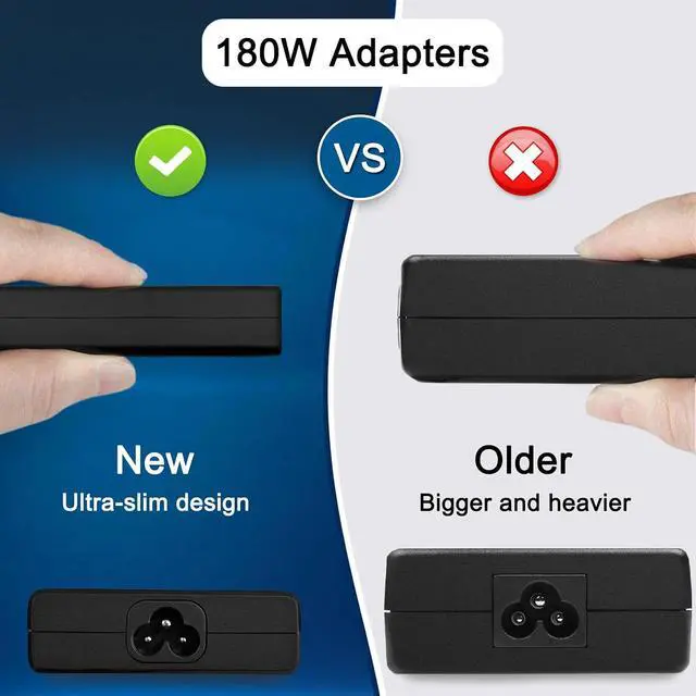 Alt view image 5 of 6 - 20V 9A 180W Laptop Charger Compatible with Gigabyte G7 G5 G6X G6 2023 2024 Aorus G6X G6 G5 2023 2024 Aorus 7 5 Intel 11th 12th Laptops Delta 180W Adapter ADP-180TB H XPG Xenia 15 2024 Charger