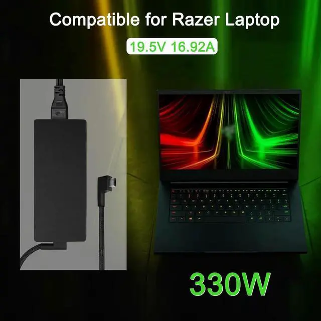 Alt view image 4 of 7 - OEM 330W Power Supply Cord for Razer Blade 18 16 Laptop RZ09-0483 RZ09-0484 Razer 330w Charger Razer Blade 18 Laptop Charger RC30-048 RC30-0484 Razer Blade 18 2024