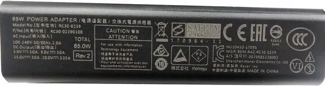 Alt view image 3 of 4 - 65W Type-C Power Supply Charger Compatible for Razer Book 13 RZ09-03571WM2-R3W1