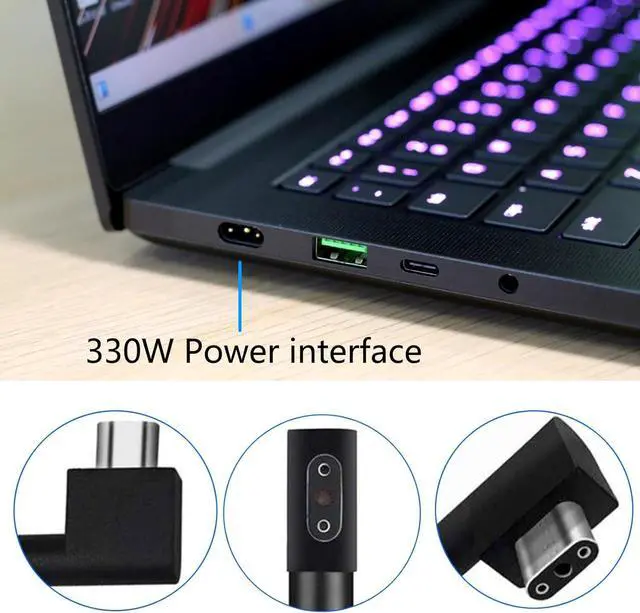 Alt view image 3 of 7 - 330W Portable AC Adapter 19.5V 16.92A Replacement RC30-0484 Compatible with Razer Blade 16 18 i9-13980HX RTX4090 13950HX RTX4080 Laptop Charger