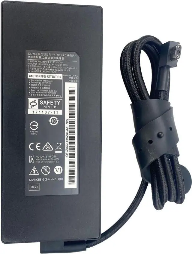 Alt view image 5 of 7 - 330W Portable AC Adapter 19.5V 16.92A Replacement RC30-0484 Compatible with Razer Blade 16 18 i9-13980HX RTX4090 13950HX RTX4080 Laptop Charger