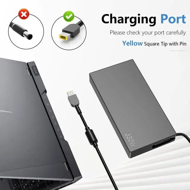Alt view image 2 of 7 - 330W Portable GaN AC Adapter 20V 16.5A for Lenovo Legion 9 7 pro 7i 5i 5 Y900 Y700 RTX4080 RTX4090 Yoga AIO 7 ADL330SDC3A GX21M50608 Laptop Charger Power Supply Cord