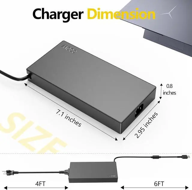 Alt view image 3 of 7 - 330W Portable GaN AC Adapter 20V 16.5A for Lenovo Legion 9 7 pro 7i 5i 5 Y900 Y700 RTX4080 RTX4090 Yoga AIO 7 ADL330SDC3A GX21M50608 Laptop Charger Power Supply Cord