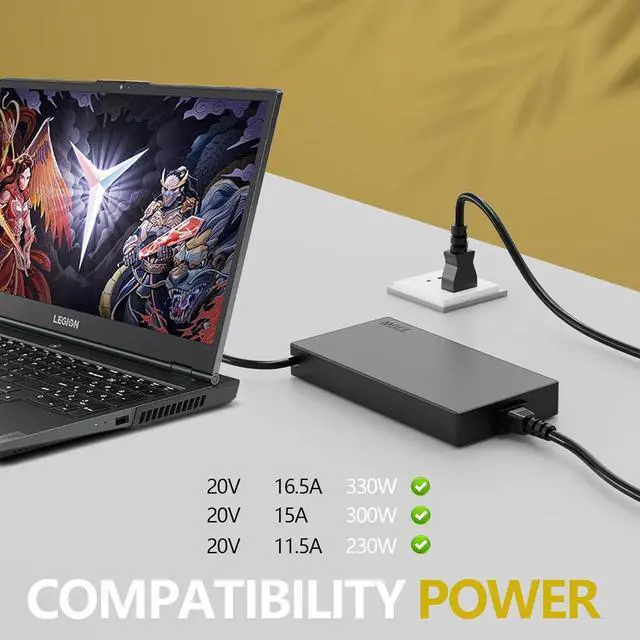Alt view image 6 of 7 - 330W Portable GaN AC Adapter 20V 16.5A for Lenovo Legion 9 7 pro 7i 5i 5 Y900 Y700 RTX4080 RTX4090 Yoga AIO 7 ADL330SDC3A GX21M50608 Laptop Charger Power Supply Cord