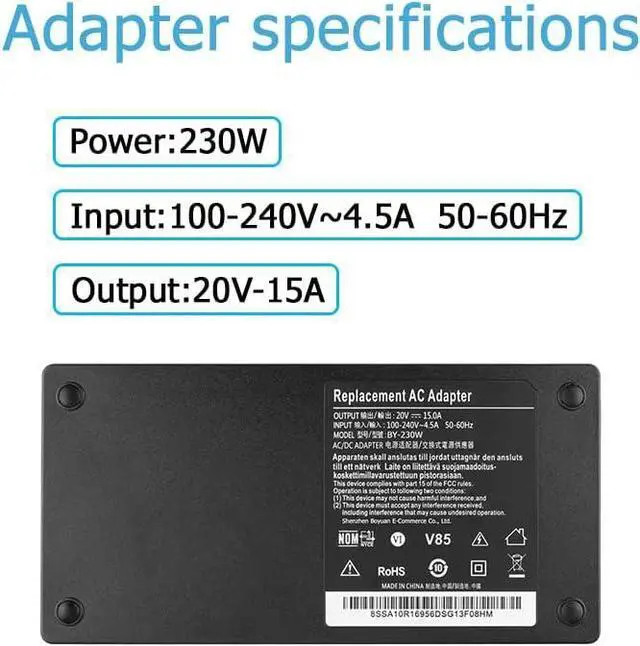Alt view image 3 of 7 - 300W Charger Compatible with Lenovo ThinkPad 9000P 9000K Y9000K Y9000X Legion 5 15ACH6 15ACH6H 17ACH6 17ITH6H Legion 5 Pro 7 S7 ThinkCentre M80q M90q ADL300SDC3A Legion Pro 7 7i 5i Power Supply Cord