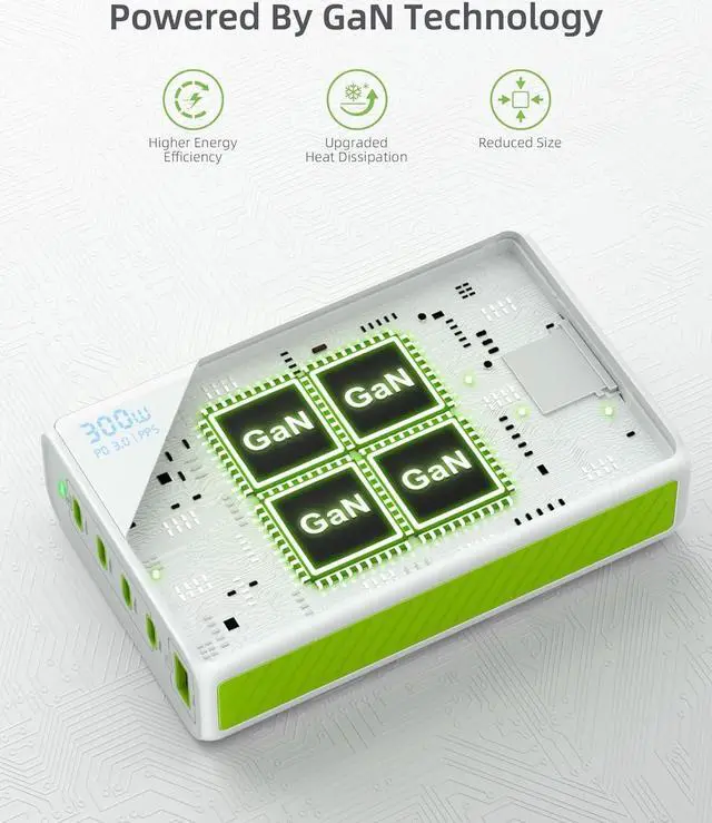 Alt view image 5 of 6 - 300W USB C Charger GAN Fast Charging Station 5 Ports Type C Power Adapter PD 100w Desktop Charger Compatible with MacBook Pro/Air  XPS iPad iPhone Galaxy etc