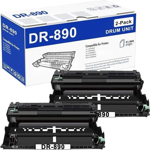 Main image of DR890 Drum Unit (Not Toner) Replacement for Brother DR 890 DR-890 Drum High Yield to Use with HL-L6250DW HL-L6400DW HL-L6400DWT MFC-L6750DW MFC-L6900DW Printer Black 2 Pack